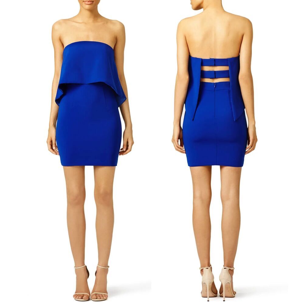 Jay Godfrey Womens Viola Strapless Cobalt‎ Blue Crepe Mini Dress Size 6 Small